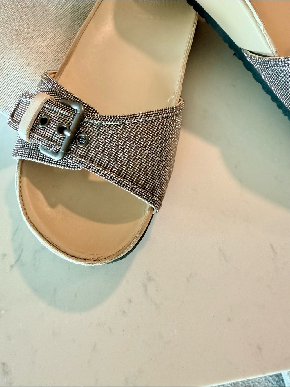 Brunello Cucinelli Women's leather Monili buckle Slide Sandals Shoes Size 38 US8 - Picture 4 of 8